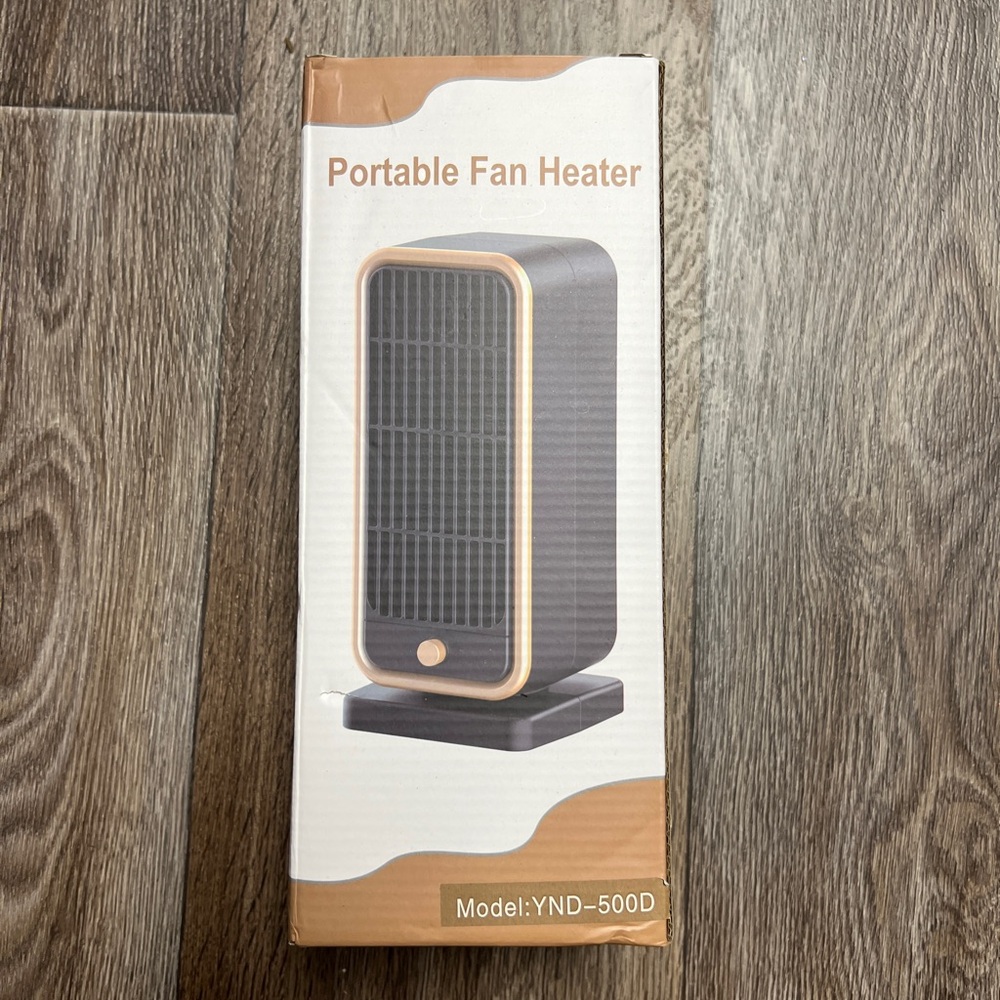 Modern Tabletop Heater in Dark Gray with Gold Accents - Picture 2 of 5